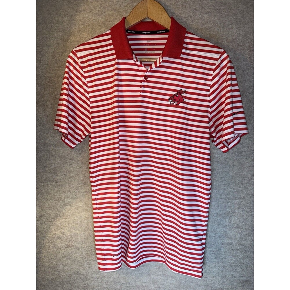Nike Men’s Golf Polo Red White Size Small Embroidered Dri-Fit
